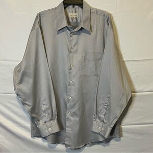Pronto-Uomo Men’s Button Down Long Sleeve, Gray Shirt. 17 1/2 (34/35)